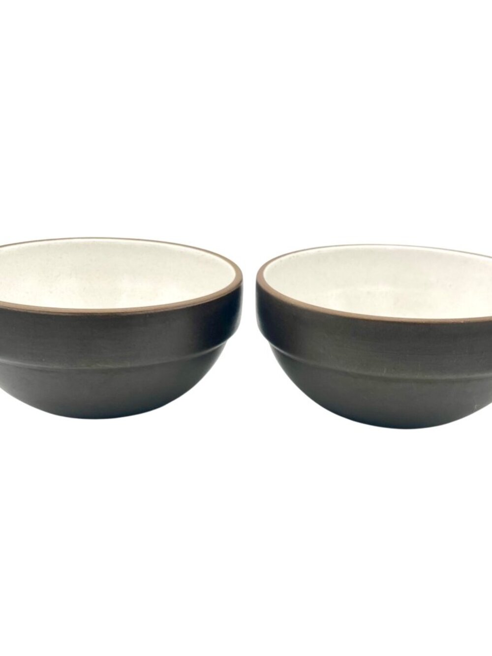 Vintage Heath Ceramics Pottery Bowls Set Of 2 Brown White 5.5” Stacking Cereal - Picture 4 of 9